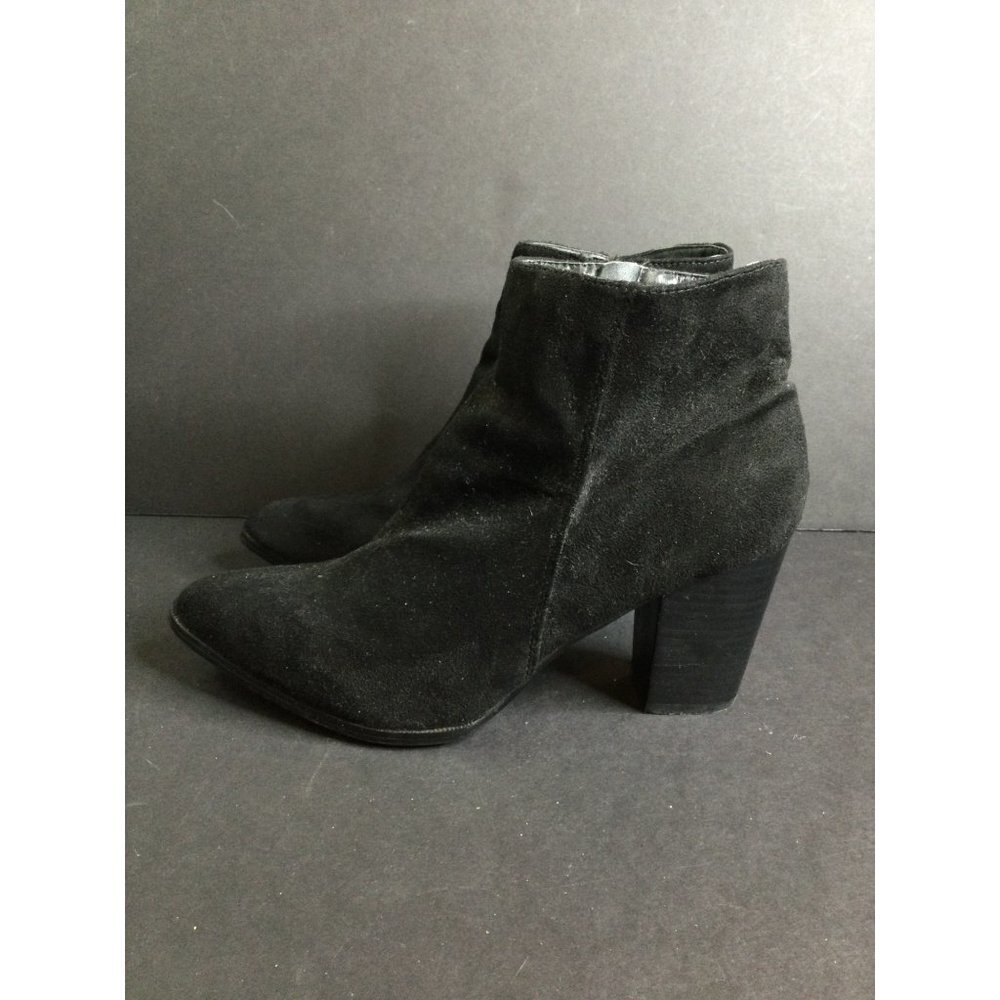 Diba Women's Suede Block Heel Ankle Boots Bootie Pointed Toe Black Size 9.5 M